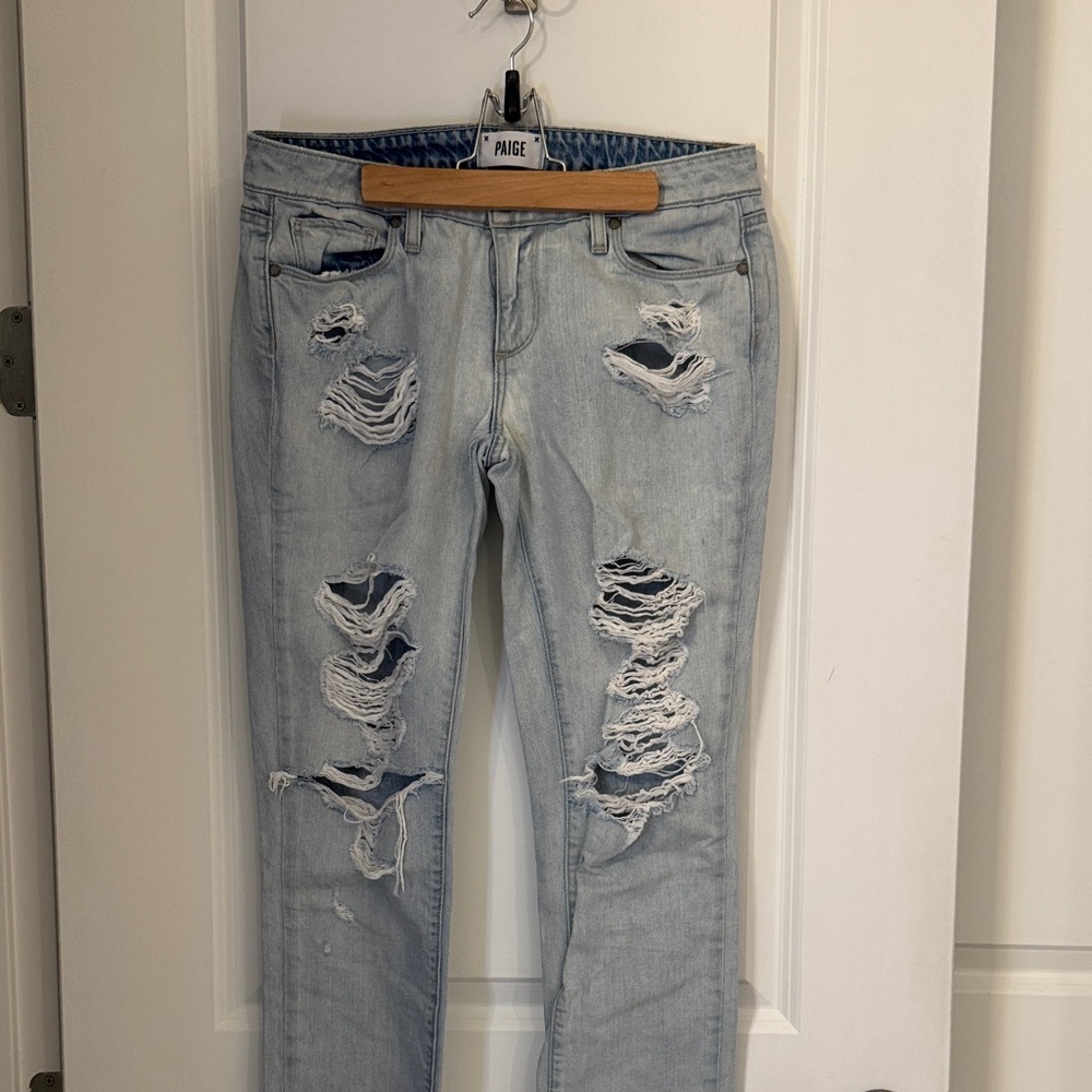 PAIGE Light Blue Ripped Skinny Jeans - Jimmy Jimmy